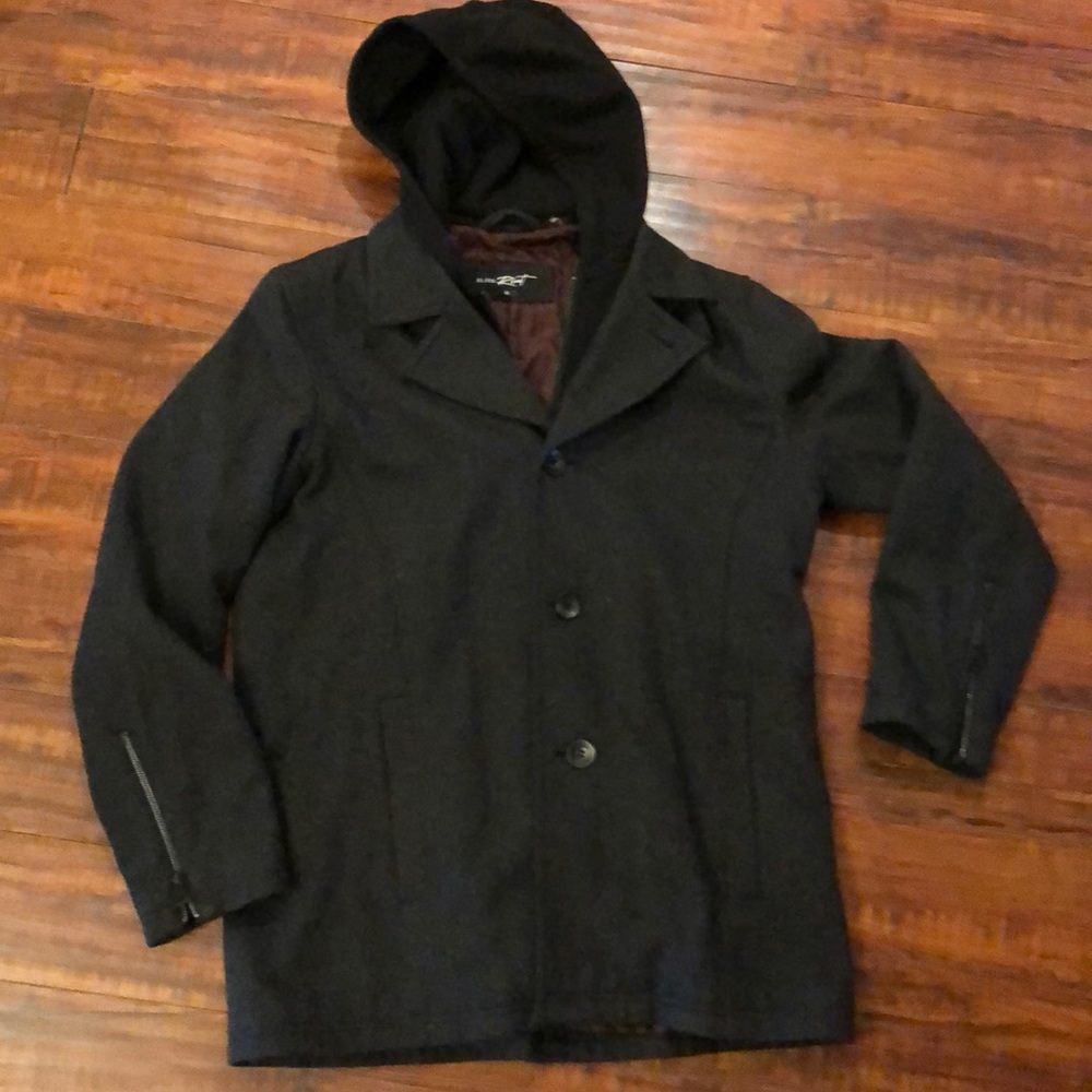 Black Rivet Wool/Polyester Blend Coat